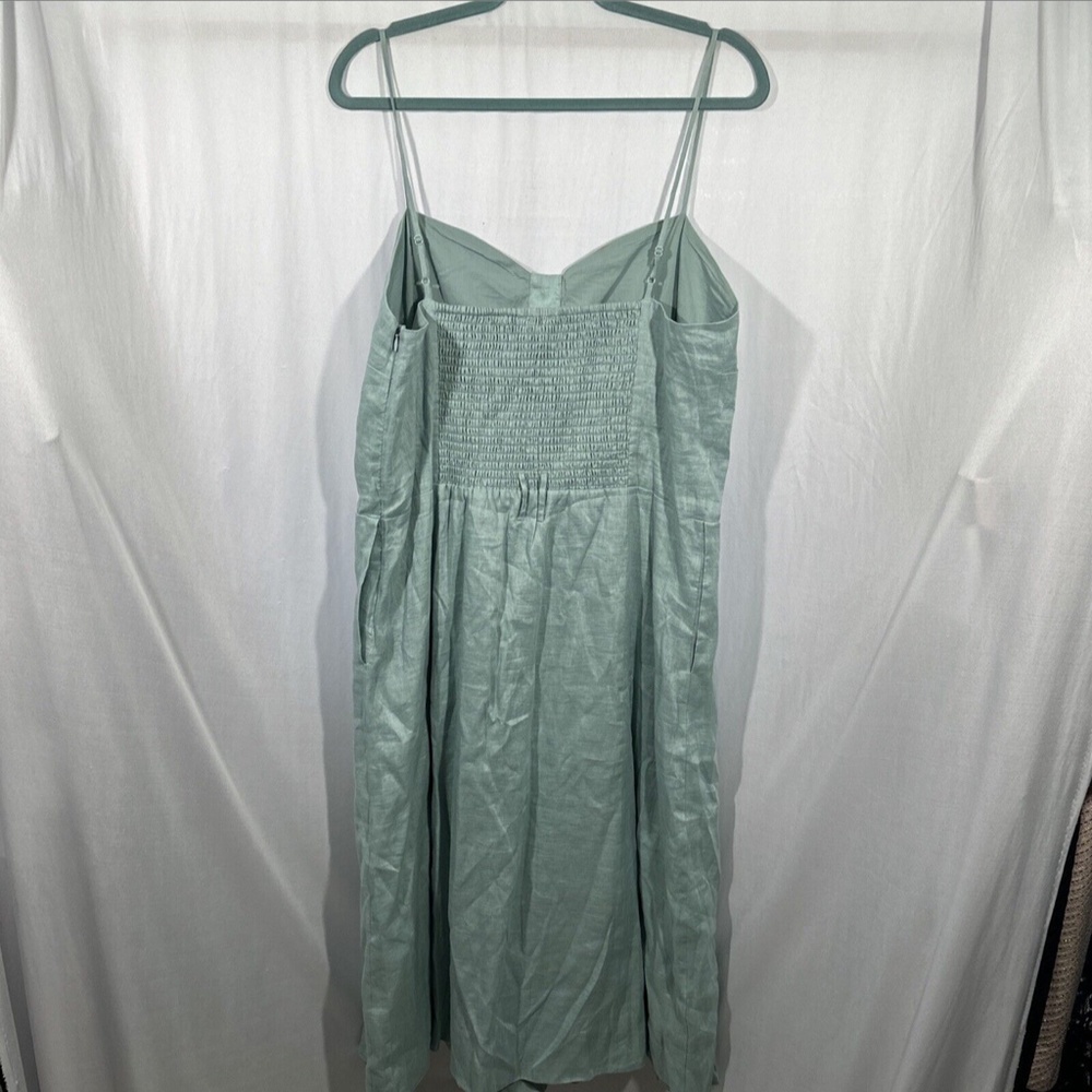 NWD $320 Reiss [ 14 US ] Catalina Linen Button Front Midi Dress in Sage‎ - Picture 11 of 16